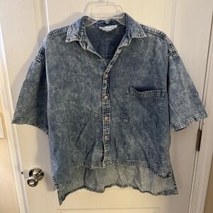 Ladies Denim Short Sleeve Shirt Organically Grown Size L